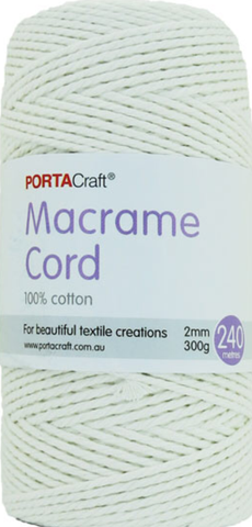 Portacraft Macrame Cord 100% Cotton 2mm 300G Approx. 240 Metres White
