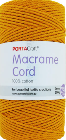Portacraft Macrame Cord 100% Cotton 2mm 300G Approx. 240 Metres Saffron Yellow