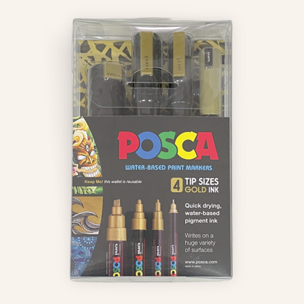 Posca Paint Marker 4PC Mixed Tip Size Set Gold