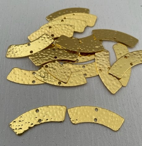 Brass Charm #22 Curve (2 Pieces) 29x8mm 2 Hole Golden Colour Plated