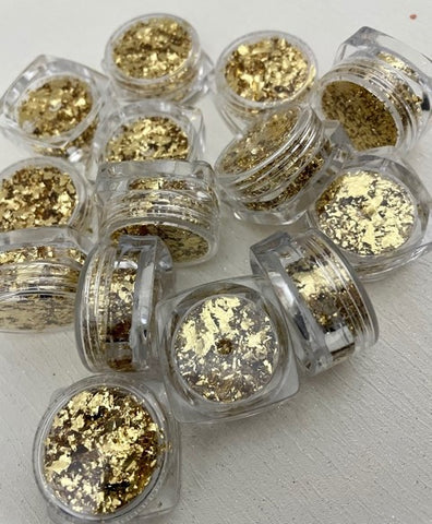 Crushed Imitation Leaf Foil In Small Jar Gold