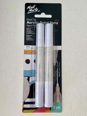 Mont Marte Acrylic Dual Tip Paint Pen Fine/Broad 2PC White