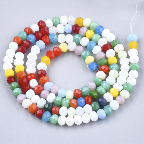 BS0057 Bead Strand Glass Faceted Rondelle Mixed Colour 4x3mm Approximately 110 Pieces Per Strand