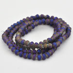 BS0020 Bead Strand Glass Rainbow Plated Faceted Rondelle Frosted Indigo 4x3mm Approximately 146 Pieces Per Strand