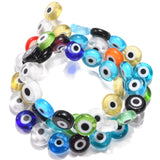 BS0058 Bead Strand Glass Evil Eye Lampwork Flat Round Mixed Colour 8x3mm Approximately 49 Pieces Per Strand