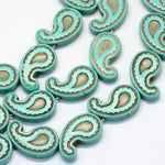 BS0143 Bead Strand Synthetic Turquoise Tadpole Green 21x12x4mm Approximately 22 Pieces Per Strand