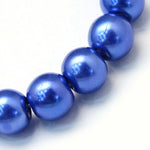 BS0109 Bead Strand Glass Baking Painted Pearlized Round Royal Blue 6mm Approximately 63 Pieces Per Strand