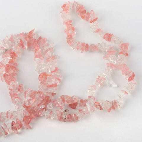 BS0077 Bead Strand Glass Cherry Quartz Chip Pink 4-10x4-6x2-4mm Approximately 210 Pieces Per Strand