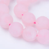 BS0134 Bead Strand Natural Rose Quartz Frosted Round 8mm Approximately 46 Pieces Per Strand