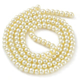 BS0110 Bead Strand Glass Baking Painted Pearlized Round Lemon Chifon 6mm Approximately 63 Pieces Per Strand