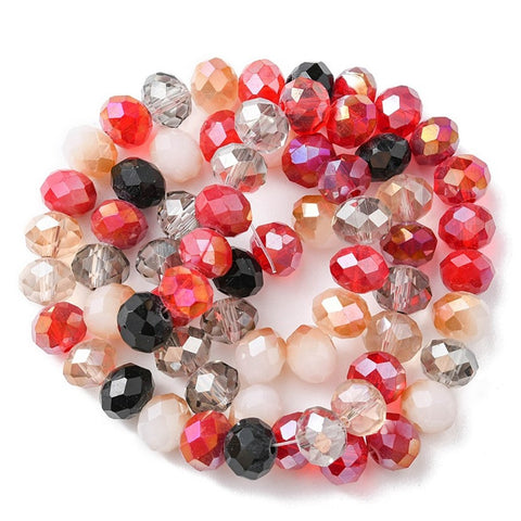 BS0033 Bead Strand Glass Electroplated Faceted Rondelle Firebrick 7.5-8x6mm Approximately 69 Pieces Per Strand