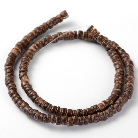 BS0018 Bead Strand Natural Coconut Column Brown 5 x 2-5mm Approximately 130 Pieces Per Strand