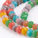 BS0056 Bead Strand Glass Imitation Jade Faceted Rondelle Mixed Colour 3-3.5x2.5-3mm Approximately 135 Pieces Per Strand