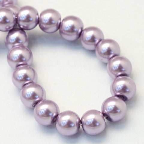 BS0108 Bead Strand Glass Baking Painted Pearlized Round Purple 6mm Approximately 63 Pieces Per Strand