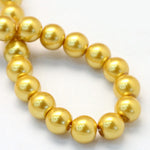 BS0115 Bead Strand Glass Baking Painted Pearlized Round Gold 6mm Approximately 63 Pieces Per Strand