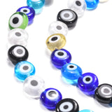 BS0058 Bead Strand Glass Evil Eye Lampwork Flat Round Mixed Colour 8x3mm Approximately 49 Pieces Per Strand