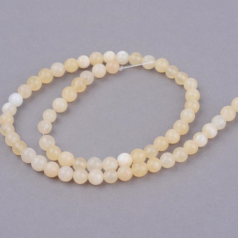 BS0010 Bead Strand Natural Yellow Jade Round 8mm Approximately 47 Pieces Per Strand