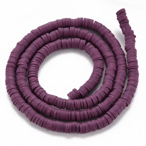 BS0151 Bead Strand Polymer Clay Heishi Dark Purple 4x1mm Approximately 320 Pieces Per Strand