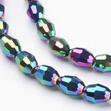 BS0065 Bead Strand Glass Faceted Oval Multi Dark 6x4mm Approximately 65 Pieces Per Strand