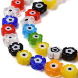 BS0021 Bead Strand Glass Millefiori Flower Mixed Colour 5.5-8x2.5mm Approximately 64 Pieces Per Strand