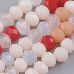 BS0062 Bead Strand Glass Imitation Jade Faceted Rondelle Red/Pink 3-3.5x2.5-3mm Approximately 135 Pieces Per Strand