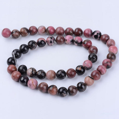 BS0139 Bead Strand Natural Rhodonite Round 8mm Approximately 46 Pieces Per Strand