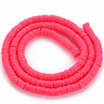 BS0152 Bead Strand Polymer Clay Heishi Bright Pink 4x1mm Approximately 320 Pieces Per Strand