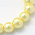 BS0112 Bead Strand Glass Baking Painted Pearlized Round Champagne Yellow 6mm Approximately 63 Pieces Per Strand