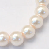 BS0114 Bead Strand Glass Baking Painted Pearlized Round Antique White 6mm Approximately 63 Pieces Per Strand