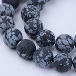 BS0073 Bead Strand Natural Snowflake Obsidian Frosted Stone Round 8mm Approximately 45 Pieces Per Strand