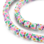 BS0123 Bead Strand Polymer Clay Column Floral Pattern 6x5mm Approximately 63 Pieces Per Strand