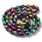 BS0049 Bead Strand Glass Faceted Teardrop Electroplated Multi Colour 12x8mm Approximately 60 Pieces Per Strand