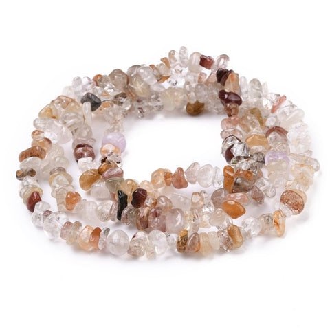 BS0103 Bead Strand Natural Rutilated Quartz Chip Brown/Red/CLear Mix 5-14x5-10mm Approximately 210 Pieces Per Strand