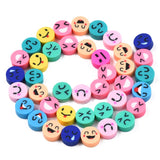 BS0119 Bead Strand Polymer Clay Flat Round Emoji Face 9mm Approximately 40 Pieces Per Strand