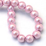 BS0113 Bead Strand Glass Baking Painted Pearlized Round Pale Pink 6mm Approximately 63 Pieces Per Strand