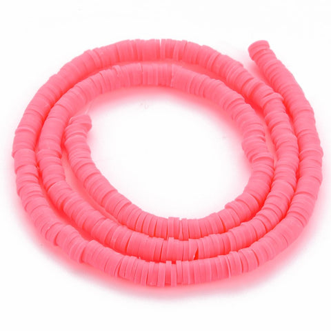 BS0158 Bead Strand Polymer Clay Heishi Hot Pink 4x1mm Approximately 320 Pieces Per Strand