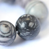 BS0012 Bead Strand Natural Black Silk Netstone Round 6mm Approximately 59 Pieces Per Strand