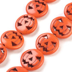 BS0145 Bead Strand Synthetic Turquoise Orange Pumpkin 15x3.5mm Approximately 27 Pieces Per Strand