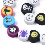 BS0082 Bead Strand Polymer Clay Halloween Flat Round 8-10x4mm Approximately 40 Pieces Per Strand