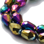 BS0049 Bead Strand Glass Faceted Teardrop Electroplated Multi Colour 12x8mm Approximately 60 Pieces Per Strand