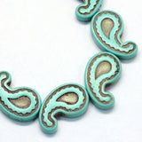 BS0143 Bead Strand Synthetic Turquoise Tadpole Green 21x12x4mm Approximately 22 Pieces Per Strand