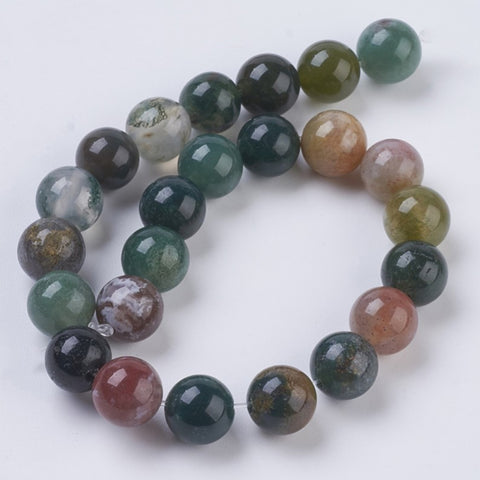 BS0028 Bead Strand Natural Indian Agate Stone Round 8mm Approximately 24 Pieces Per Strand