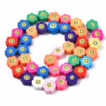 BS0084 Bead Strand Polymer Clay Smiling Face Flower 9-10x4mm Approximately 38 Pieces Per Strand