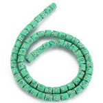 BS0147 Bead Strand Polymer Clay Column Green Floral Pattern 6x5mm Approximately 63 Pieces Per Strand