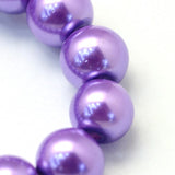 BS0106 Bead Strand Glass Baking Painted Pearlized Round Violet 6mm Approximately 63 Pieces Per Strand