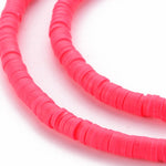 BS0152 Bead Strand Polymer Clay Heishi Bright Pink 4x1mm Approximately 320 Pieces Per Strand