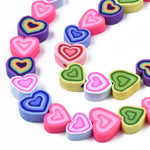 BS0133 Bead Strand Polymer Clay Flat Heart 7.5-11x7-11x4mm Approximately 40 Pieces Per Strand