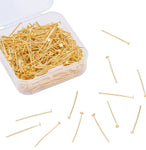 450PC Iron 24x0.7mm Flat Head Pin with Container Golden