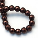 BS0116 Bead Strand Glass Baking Painted Pearlized Round Brown 6mm Approximately 63 Pieces Per Strand