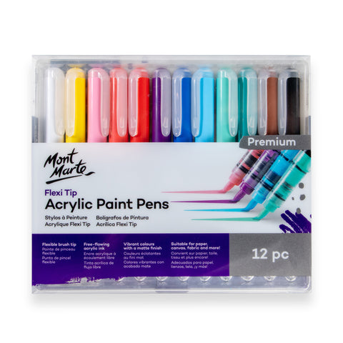 Mont Marte Acrylic Paint Pen Flexi Brush Tip 12PC